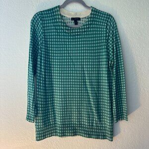 EUC J. Crew - Gingham 100% Merino Sweater - Size Small